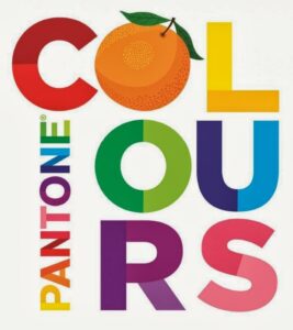 Book cover of ‘Pantone Colours,’ featuring a grid of colourful swatches representing different shades, with simple, bold text in the center.