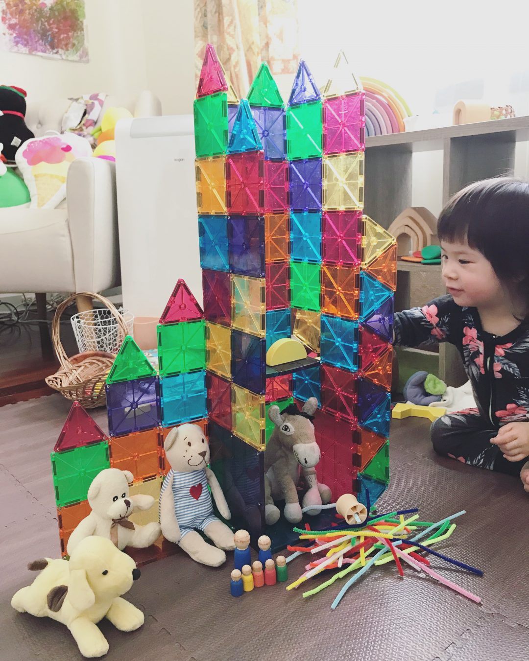 incorporating magnetic tiles in an imaginative play