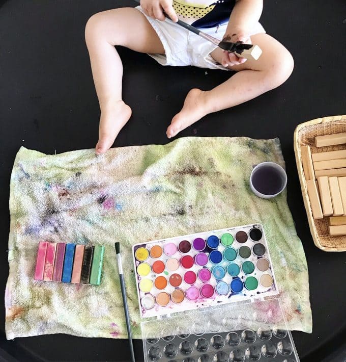 Invitation to Paint on Wooden Blocks with Watercolours